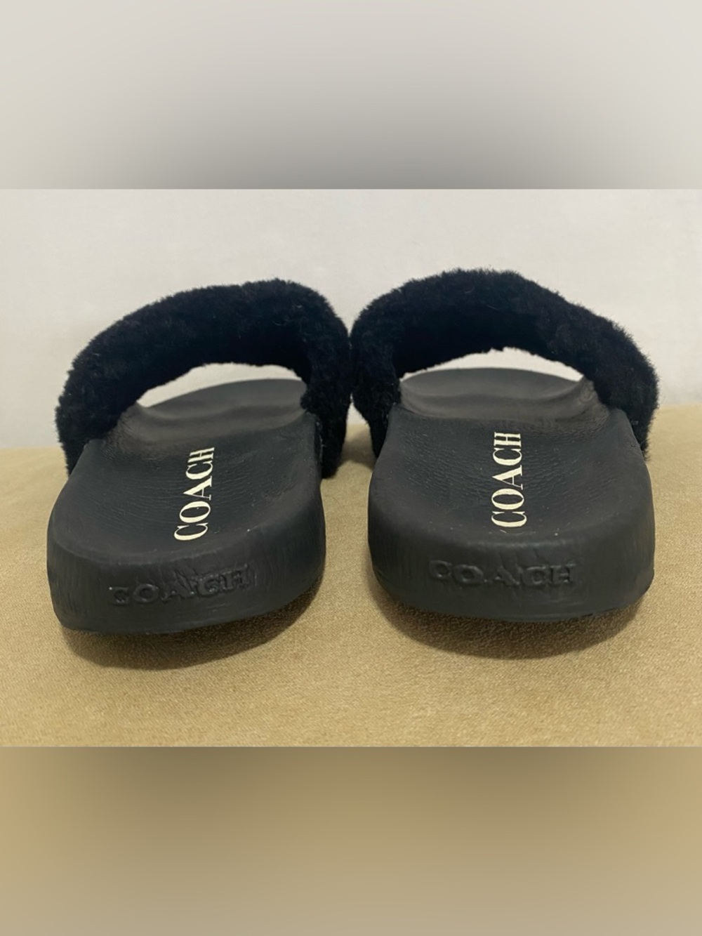 Coach Black Slide Sandals with White Logo Detail - Picture 5 of 12